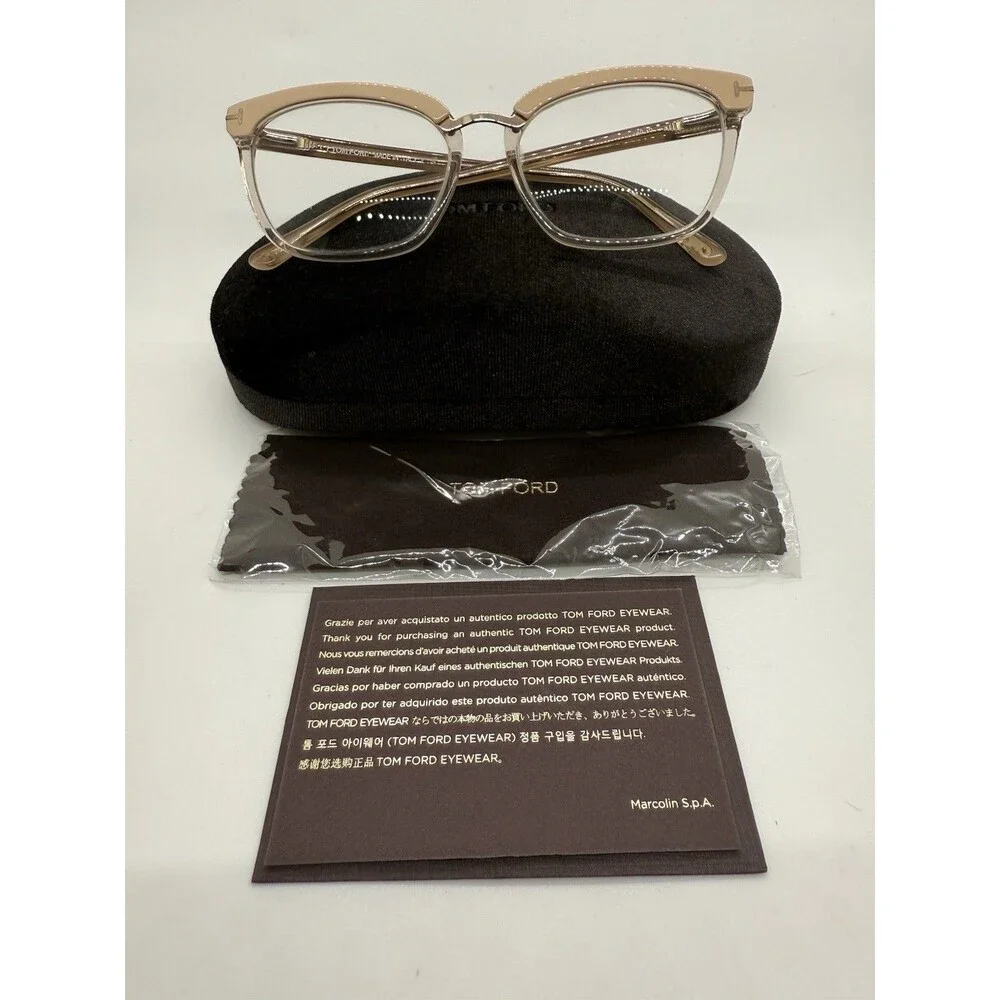 Tom Ford TF 5550-B 072 Brushed Pink Plastic Cat Eye Optical Frames 54-17-140 COA
